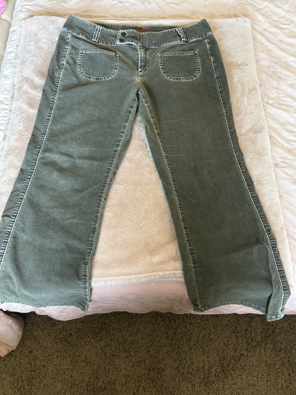 Lee Olive Green Flare Soft Corduroy